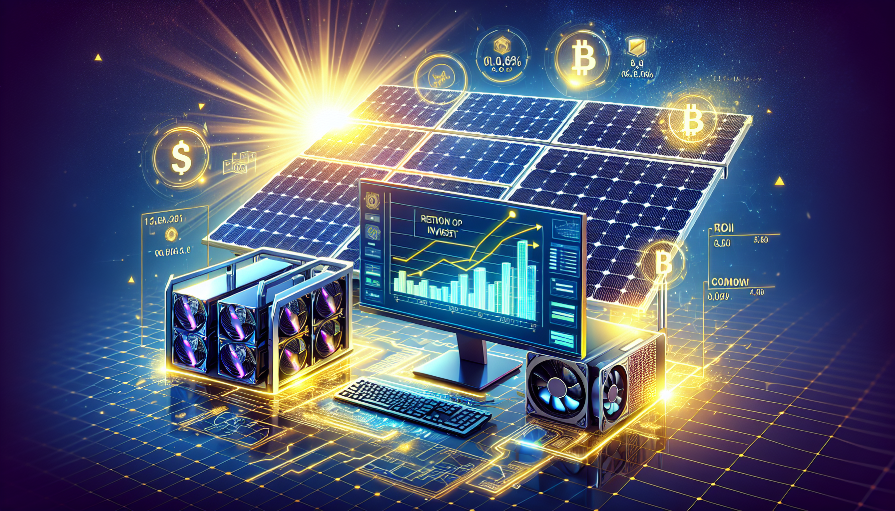 Solar-powered crypto mining ROI calculation